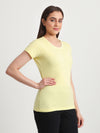 T.T. Women Slim Fit 100% Cotton Cool Round Neck Half Sleev Solid TshirtLemon