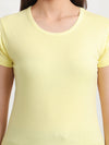 T.T. Women Slim Fit 100% Cotton Cool Round Neck Half Sleev Solid TshirtLemon