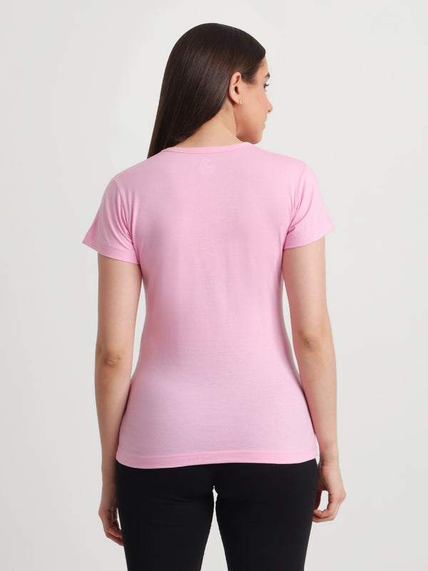 T.T. Women Slim Fit 100% Cotton Cool Round Neck Half Sleev Solid TshirtPink