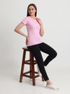 T.T. Women Slim Fit 100% Cotton Cool Round Neck Half Sleev Solid TshirtPink