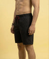 T.T. Men Regular Fit Cotton Polyster Printed Short With Zip Pocket Black Geometric