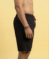 T.T. Men Regular Fit Cotton Polyster Printed Short With Zip Pocket Black Geometric