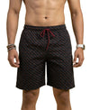 T.T. Men Regular Fit Cotton Polyster Printed Short With Zip Pocket Black Geometric