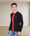 HiFlyers Men Round Neck Full Sleeve Cut & Sew Black-Red T-Shirt
