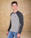 HiFlyers Men Round Neck Full Sleeve Cut & Sew Grey-Anthra T-Shirt