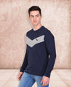 HiFlyers Men Round Neck Full Sleeve Cut & Sew Navy T-Shirt