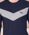 HiFlyers Men Round Neck Full Sleeve Cut & Sew Navy T-Shirt