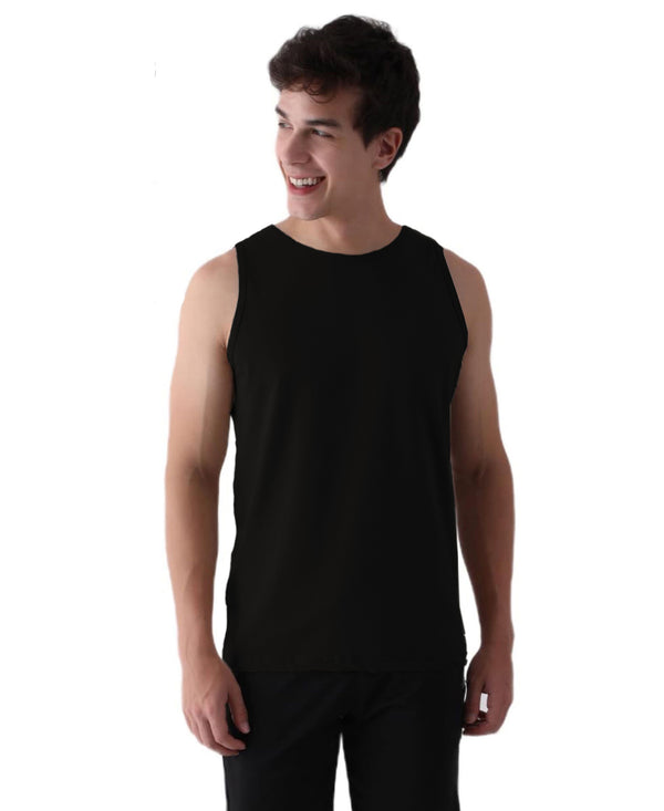 T.T. Men’S Cotton Vest|Premium Melange Cotton|Regular Fit|Soft, Breathable, Fade-Resistant | Anti-Bacterial & Lightweight | Ideal For Gym/Sports Activities|Pack Of 1|Black