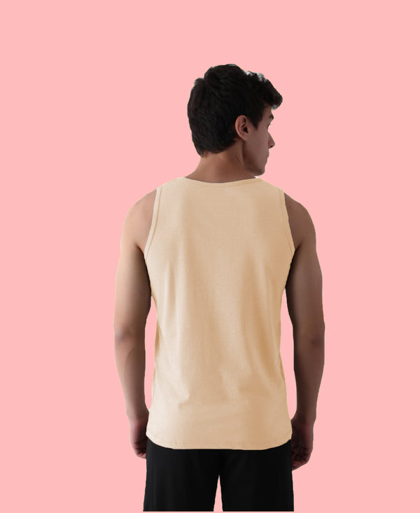 T.T. Men’S Cotton Vest|Premium Melange Cotton|Regular Fit|Soft, Breathable, Fade-Resistant | Anti-Bacterial & Lightweight | Ideal For Gym/Sports Activities|Pack Of 1|Tan