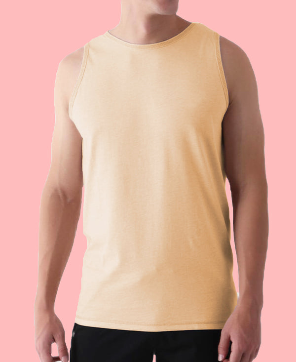T.T. Men’S Cotton Vest|Premium Melange Cotton|Regular Fit|Soft, Breathable, Fade-Resistant | Anti-Bacterial & Lightweight | Ideal For Gym/Sports Activities|Pack Of 1|Tan
