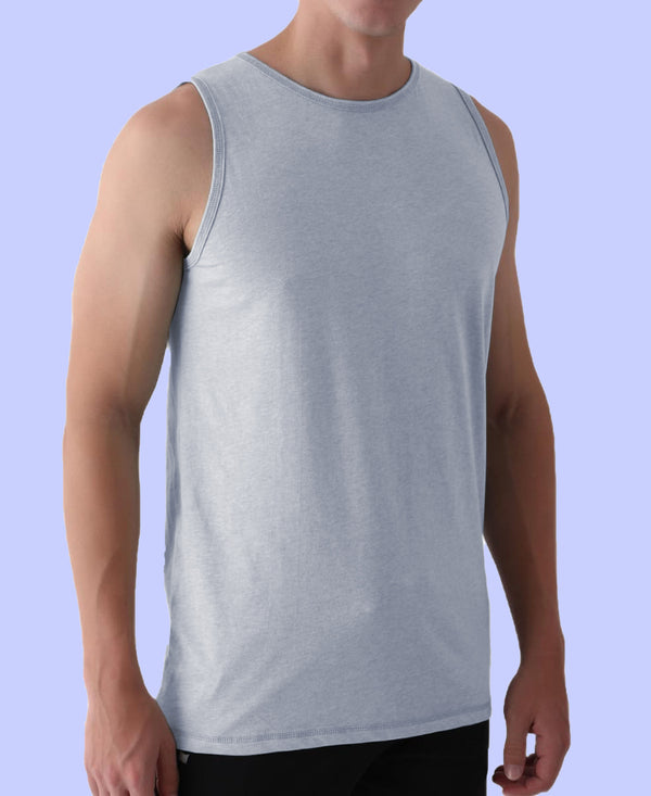 T.T. Men’S Organic Cotton Vest|Premium Melange Cotton|Regular Fit|Soft, Breathable, Fade-Resistant | Anti-Bacterial & Lightweight | Ideal For Gym/Sports Activities|Pack Of 1|Blue