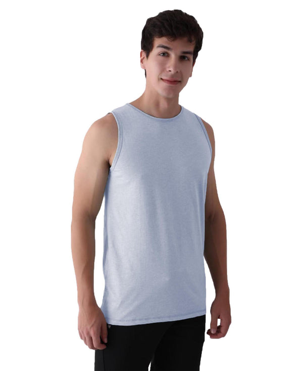 T.T. Men’S Organic Cotton Vest|Premium Melange Cotton|Regular Fit|Soft, Breathable, Fade-Resistant | Anti-Bacterial & Lightweight | Ideal For Gym/Sports Activities|Pack Of 1|Blue