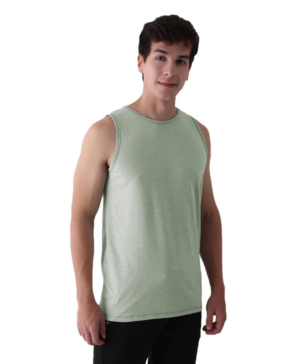 T.T. Men’S Organic Cotton Vest|Premium Melange Cotton|Regular Fit|Soft, Breathable, Fade-Resistant | Anti-Bacterial & Lightweight | Ideal For Gym/Sports Activities|Pack Of 1|Green