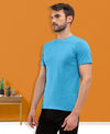 T.T. Men Eco Friendly (Cotton Rich) Recycled Fabric Solid Round Neck Regular Fit Teal Blue