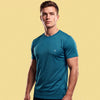 T.T. Men Dri-Fit Polyester Dot- Knit Fabric Round Neck Tees Teal