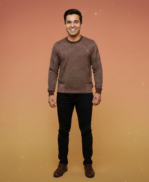 T.T. Mens Slim FitSolid Hotpot Designer Thermal Top Brown