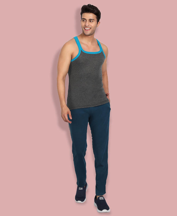 T.T. Cool Men Air Force Blue Side Striped Detail Cotton Track Pants