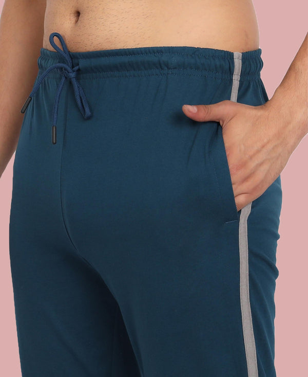 T.T. Cool Men Air Force Blue Side Striped Detail Cotton Track Pants