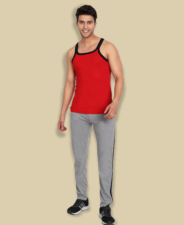 T.T. Cool Men Grey Side Striped Detail Cotton Track Pants