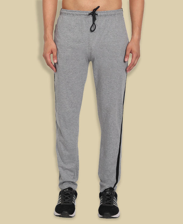 T.T. Cool Men Grey Side Striped Detail Cotton Track Pants