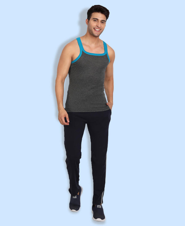 T.T. Cool Men Navy Side Striped Detail Cotton Track Pants