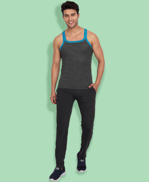 T.T. Cool Men Anthra Melange Side Striped Detail Cotton Track Pants