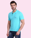 HiFlyers Men Light Green Polo T-Shirt