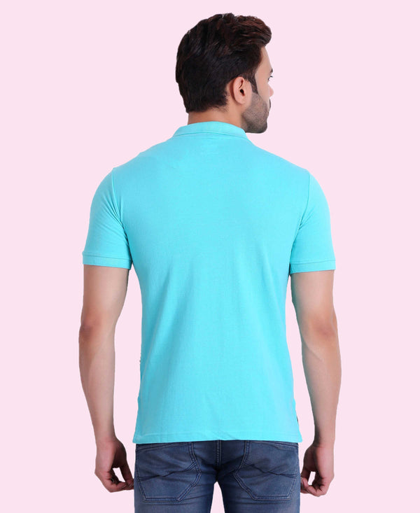 HiFlyers Men Light Green Polo T-Shirt