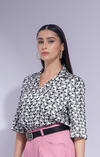 Luxe prism geometric satin shirt