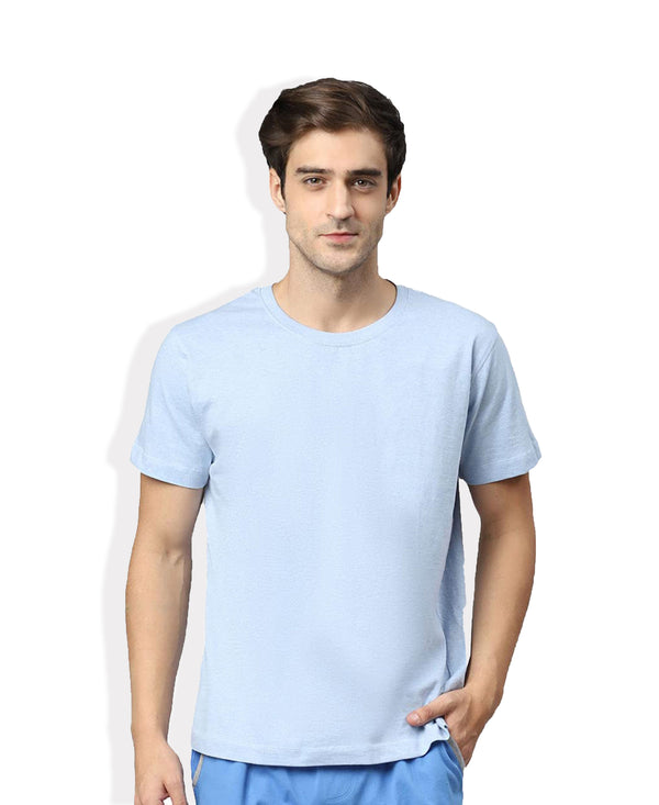 T.T. Men’S Organic Cotton T-Shirt|Melange Slim Fit Tees For Men | Round Neck|Regular Fit|Anti-Bacterial & Lightweight | Ideal For Gym/Sports Activities|Blue