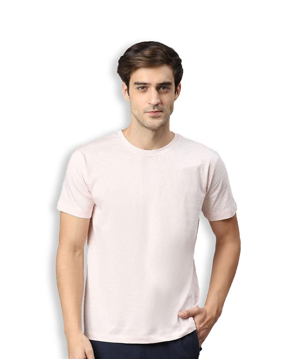 T.T. Men’S Organic Cotton T-Shirt|Melange Slim Fit Tees For Men | Round Neck|Regular Fit|Anti-Bacterial & Lightweight | Ideal For Gym/Sports Activities|Peach