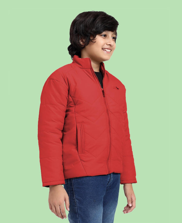 HiFlyers Boys Regular Fit | Polyster |Fluffy Full Sleeves |Quilted Insulation|High Neck Stand Collar|Zipper Jacket -Coral