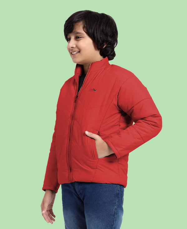 HiFlyers Boys Regular Fit | Polyster |Fluffy Full Sleeves |Quilted Insulation|High Neck Stand Collar|Zipper Jacket -Coral