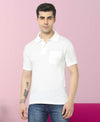 T.T. Men'S Solid Sinker Polo Tshirts With PocketWhite