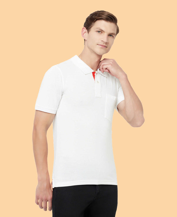 HiFlyers Men'S Solid Tshirts With Pocket White
