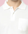 T.T. Men'S Solid Sinker Polo Tshirts With PocketWhite