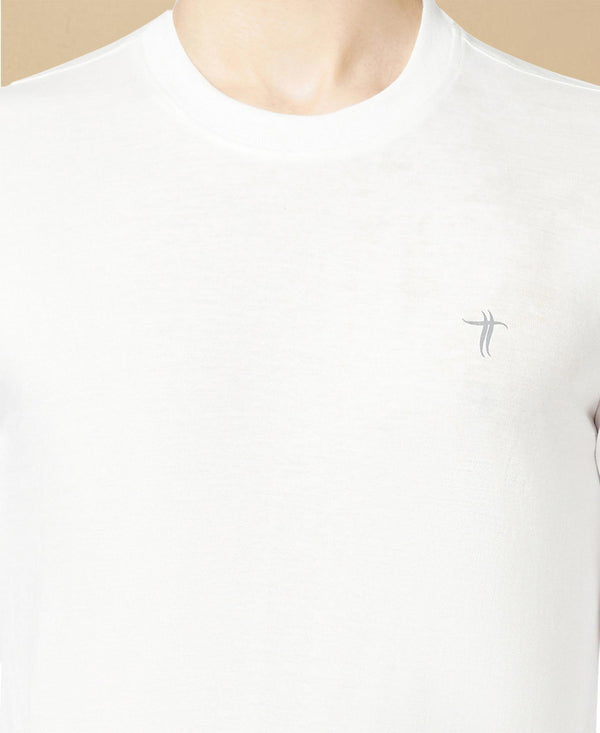 T.T. Men Cotton Polyster Regular Fit Solid Full Sleeve T-Shirt Pack Of 2 (White-Orange )