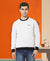 HiFlyers Men Slim Fit Cotrast Rib Cotton Fleece Round Neck Sweatshirt -White
