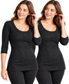 T.T. Women Regular Fit Cotton Rich With Elastomeric Finish 3/4Th Slip Pack Of 2-Black