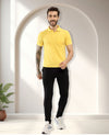 T.T. Men Slim Fit Cotton Polyster Pique Polo Half Sleeve T-Shirt Yellow