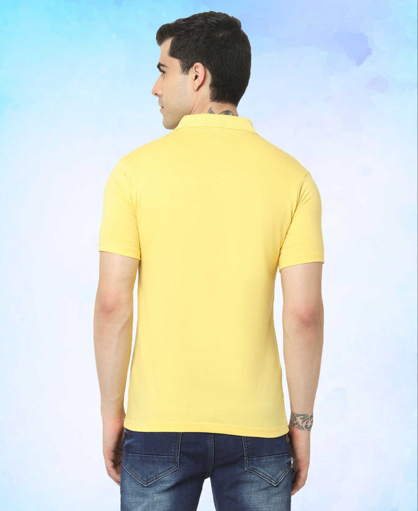 T.T. Men'S Solid Sinker Polo Tshirts With PocketYellow