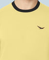 HiFlyers Men Slim Fit Cotrast Rib Cotton Fleece Round Neck Sweatshirt -Yellow