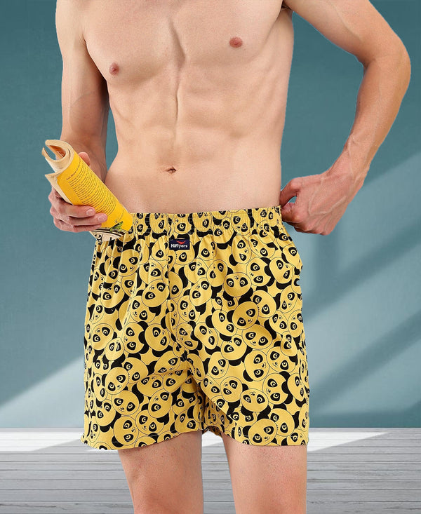 HiFlyers Men Regular Fit Printed Super Combed Cotton Woven Boxer Short Pack Of 1 Yellow