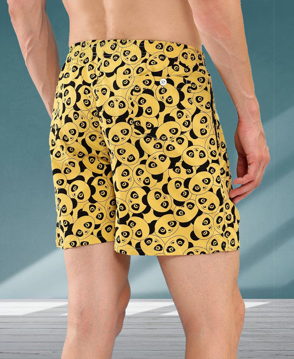 HiFlyers Men Regular Fit Printed Super Combed Cotton Woven Boxer Short Pack Of 1 Yellow