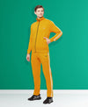 HiFlyers Mens Yellow Regular FitSolid Fleece Tracksuit