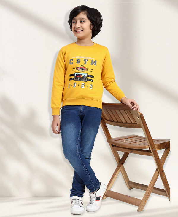 HiFlyers Boys Regular Fit | Premium Cotton Fleece |Full Sleeves|Round Neck|Trendy Winter Wear| Sweatshirts For Boys And Girls -Yellow