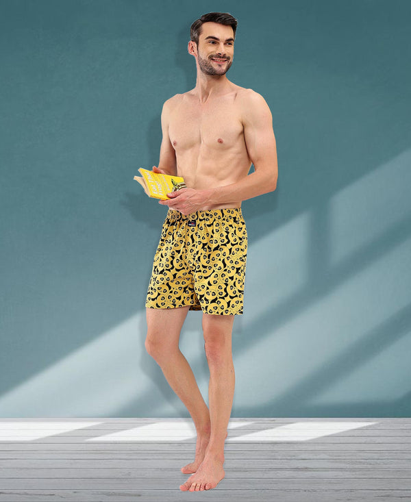 HiFlyers Men Regular Fit Printed Super Combed Cotton Woven Boxer Short Pack Of 1 Yellow