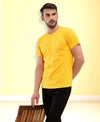 T.T. Men Eco Friendly (Cotton Rich) Recycled Fabric Solid Round Neck Regular Fit Golden Yellow