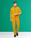 HiFlyers Mens Yellow Regular FitSolid Fleece Tracksuit