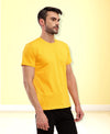 T.T. Men Eco Friendly (Cotton Rich) Recycled Fabric Solid Round Neck Regular Fit Golden Yellow